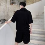 KK1614/P125 Solid Color Crumpled Lapel Shorts Suit