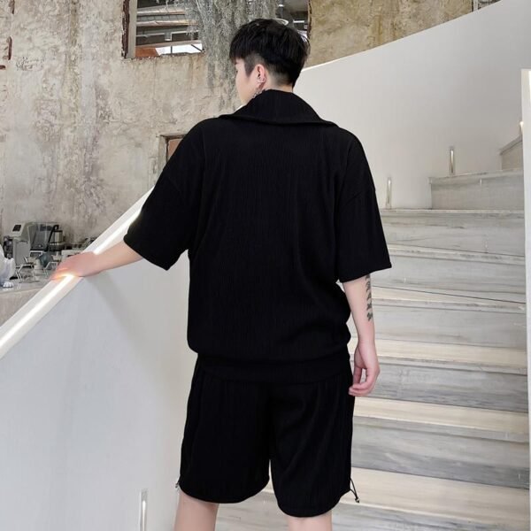 KK1614/P125 Solid Color Crumpled Lapel Shorts Suit