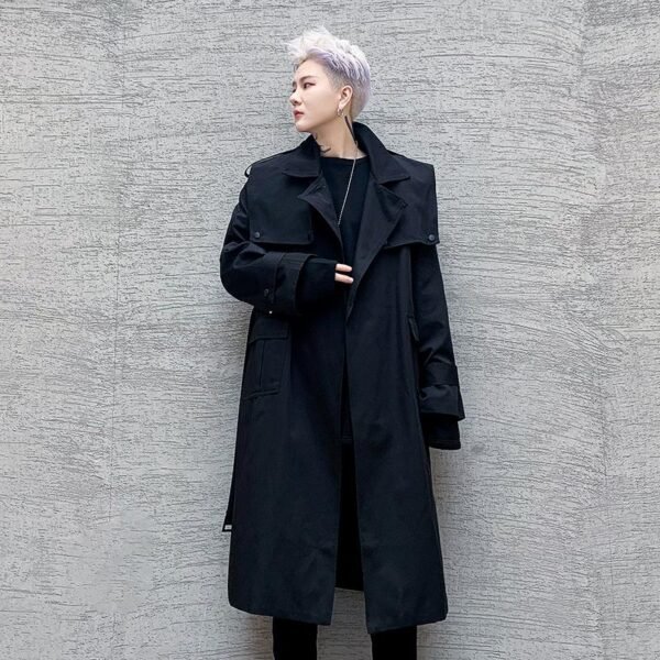 P125 Autumn and Winter Mid-length Men's Windbreaker Loose Lapel Jacket