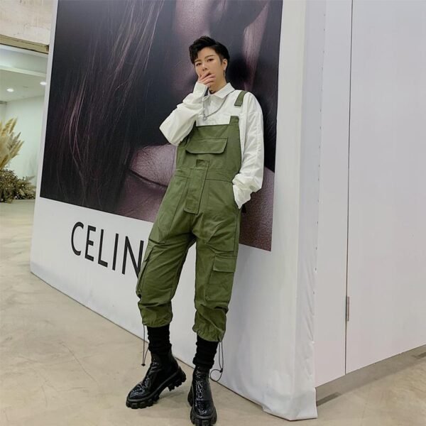 Mens Fashion Carhartt Overalls Black Cargo Dungarees