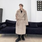 KK1558 solid color metal pendant men's rabbit fur thick coat jacket