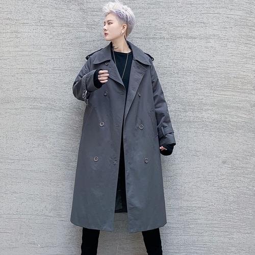 P125 Autumn and Winter Mid-length Men's Windbreaker Loose Lapel Jacket