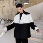 P135 Niche Fashion Stitching Small Fragrance Suit Jacket Men's Jacket Jacket