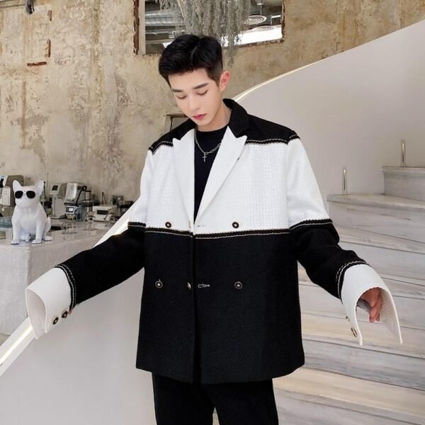 P135 Niche Fashion Stitching Small Fragrance Suit Jacket Men's Jacket Jacket