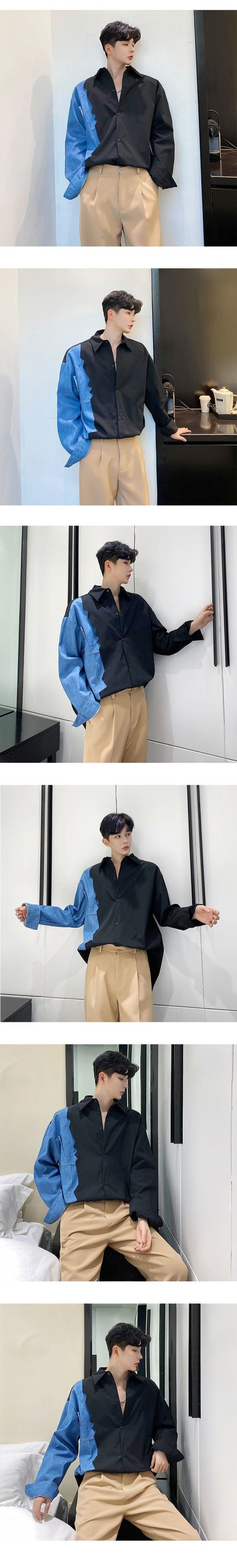 Men's Loose Slim Long-sleeved Denim Shirt Jacket