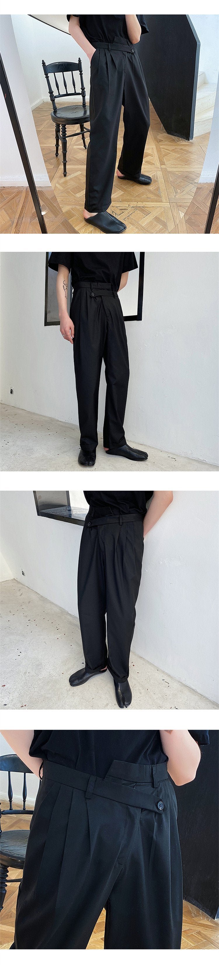 Asymmetric Personality Inclined Placket Loose Trousers