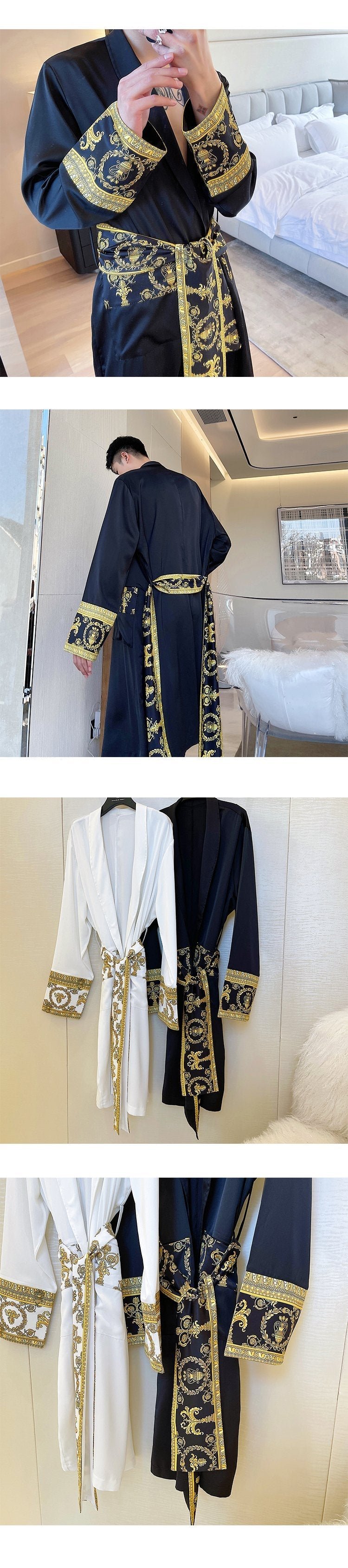 3864-p90 Light Luxury Satin High-end Personality Yuppie Temperament Trend Robe