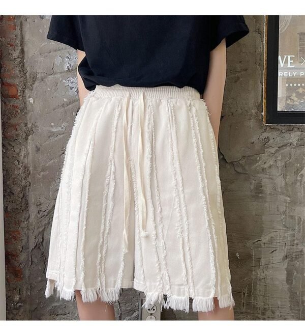 Kk1611 / P90 solid color patchwork design hair beard denim shorts