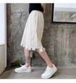 Kk1611 / P90 solid color patchwork design hair beard denim shorts