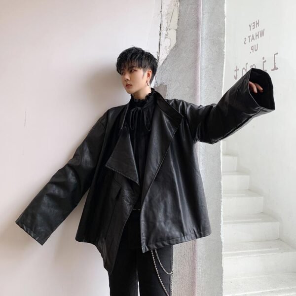 Irregular Retro PU Locomotive Leather Jacket