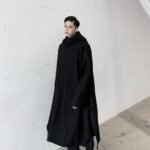 Yohji Yamamoto Dark Mysterious Hooded Cloak Long Black Trench Coat Windbreaker