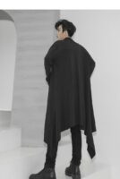 Fashion Long Shawl Loose Cardigan Mens See Through Cardigan Black Cardigan