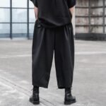 Dark Japanese Style Loose Pleated Straight Tube Men's Casual Pants