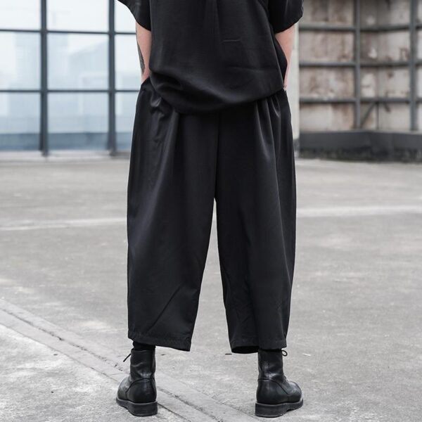 Dark Japanese Style Loose Pleated Straight Tube Men's Casual Pants