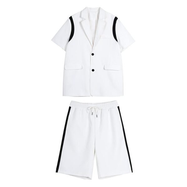 H1209 P140 Black and White Stitching Suit Jacket