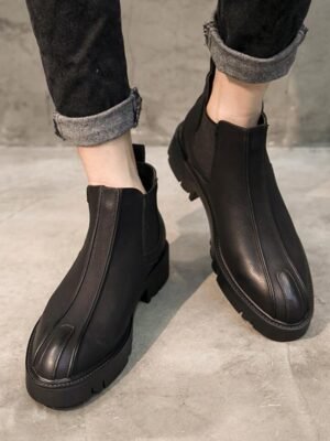 105A-181-1 Simple Black Casual Leather Shoes