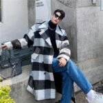 Retro Coat Plaid Wool Coat Plaid Trench Coat Flannel Coat Checkered Jacket