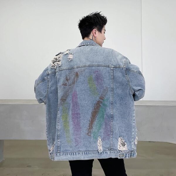 8051-P79 Hole Painted Personalized Denim Jacket