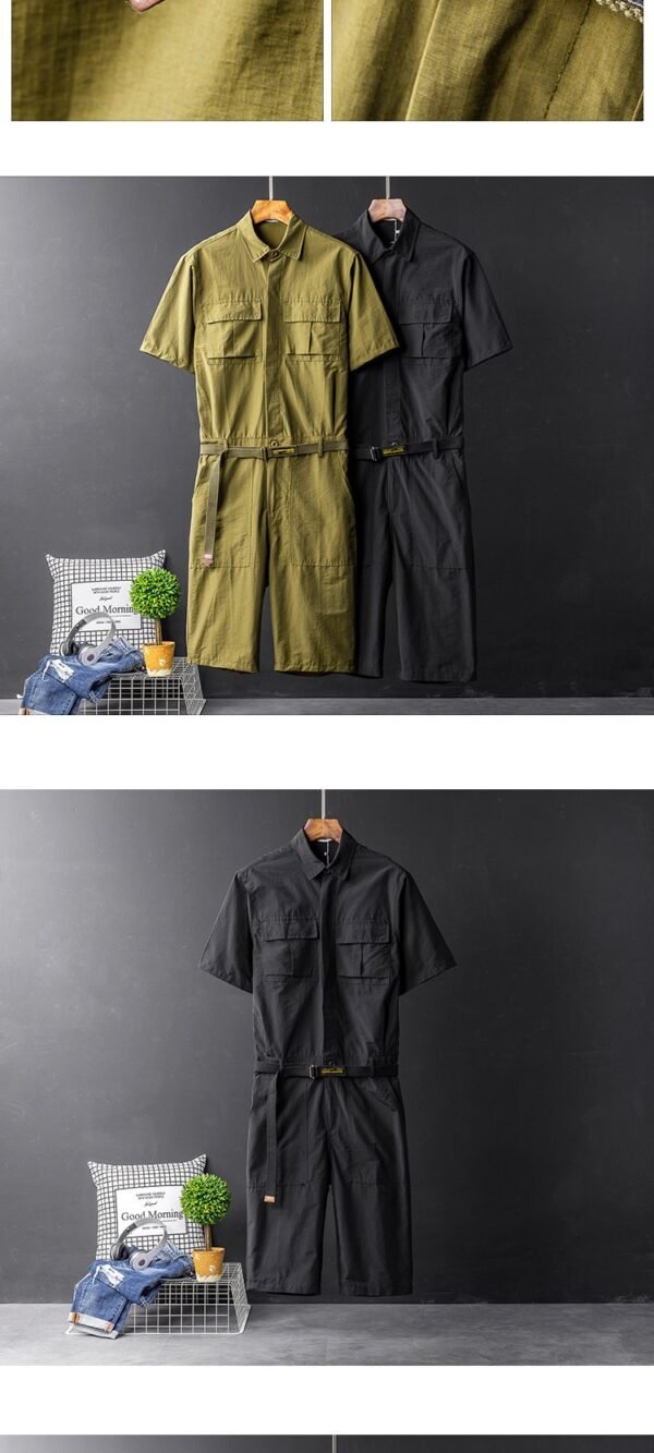 Korean Version of The British Body Suit Men's Summer Short-sleeved Shirt Jumpsuit
