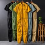 Summer Fashion Men's Short Sleeve One Piece Suit Plus Size Casual Leggings Performance Suit Men's and Women's One Piece Overalls
