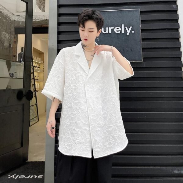 KK1702/P110 Solid Color Dark Floral Short-sleeved Suit Jacket