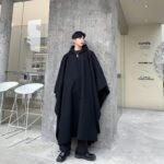 Yamamoto Style Dark Funeral Super Long Hooded Windbreaker Oversize Hedging Cape Over-the-knee Coat