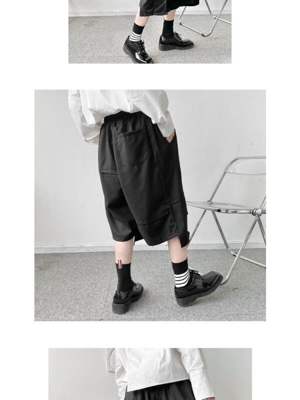 K1905 P65 Dark Asymmetric Japanese Loose Shorts