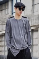 Original Design Dark Yamamoto Style Back-and-forth Stitched Long-sleeved T-shirt