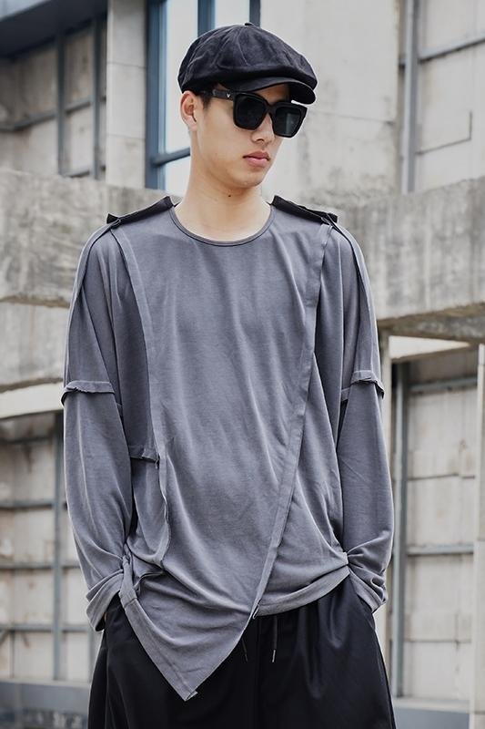 Original Design Dark Yamamoto Style Back-and-forth Stitched Long-sleeved T-shirt