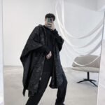 687 Yamamoto Dark Wind High Set Three Dimensional Pattern Hooded Cloak Medium Long Windbreaker Trend