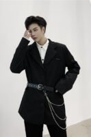 TF20 New Net Red Loose Belt Decoration Korean Long-sleeved Casual Thin Suit Jacket