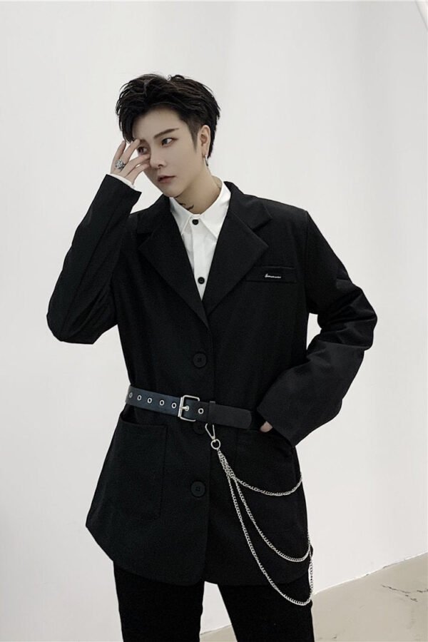 TF20 New Net Red Loose Belt Decoration Korean Long-sleeved Casual Thin Suit Jacket