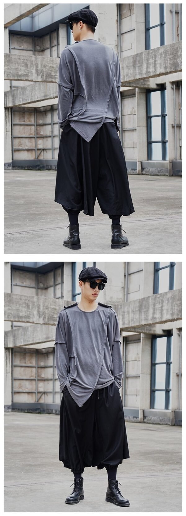 Original Design Dark Yamamoto Style Back-and-forth Stitched Long-sleeved T-shirt
