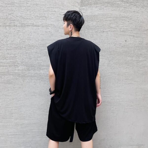 KK1612/P110 Pure Color Shoulder Pad Vest Shorts Set