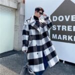 Retro Coat Plaid Wool Coat Plaid Trench Coat Flannel Coat Checkered Jacket