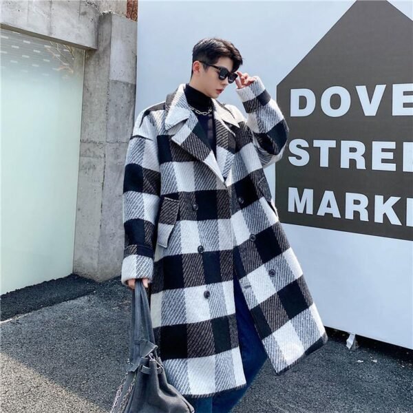 Retro Coat Plaid Wool Coat Plaid Trench Coat Flannel Coat Checkered Jacket
