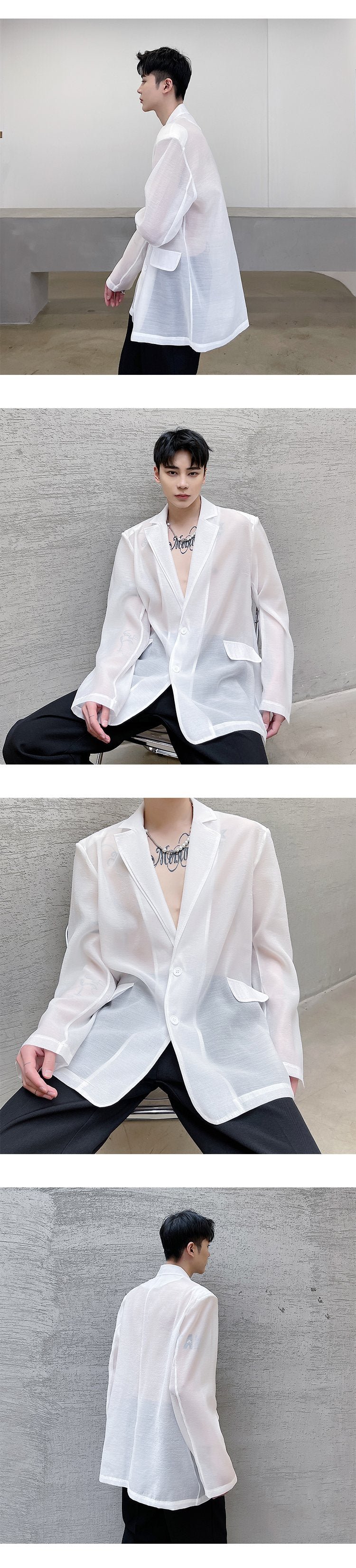 3881-P95 Ultra-thin Organza Translucent Fashionable All-match Loose Shirt
