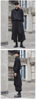 X090P95 Original Design Dark Black Mountain Yoji Style Loose Double Wide-leg Cropped Culottes