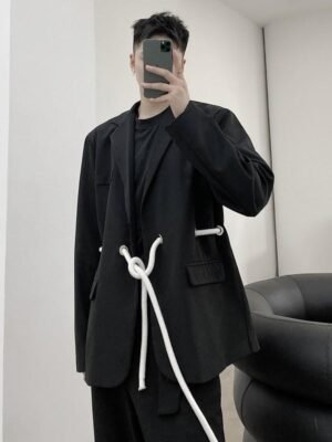 P130 Niche Original Dark Design Version Hairstylist Wearing A Rope Suit Jacket Man