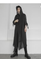 Fashion Gothic Cardigan Men's Long Loose Black Cardigan Chiffon Cardigan With Hooded