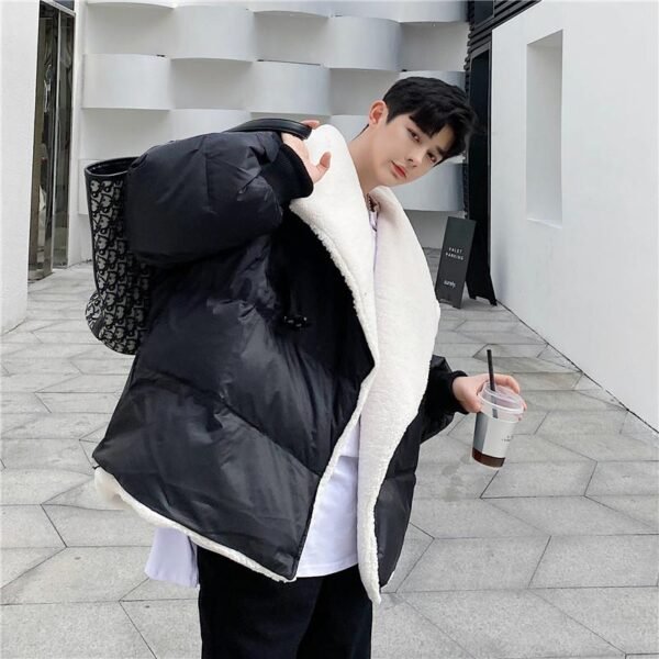 P155 Men's Korean Style Big Lapel Design Loose Bread Jacket Men