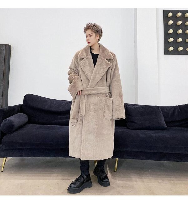 KK1558 solid color metal pendant men's rabbit fur thick coat jacket