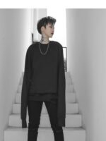 CT317 Dark Long Sleeve Coat Loose T-shirt