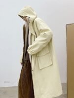 2341-P265 Korean Style Hooded Wide Cotton Coat