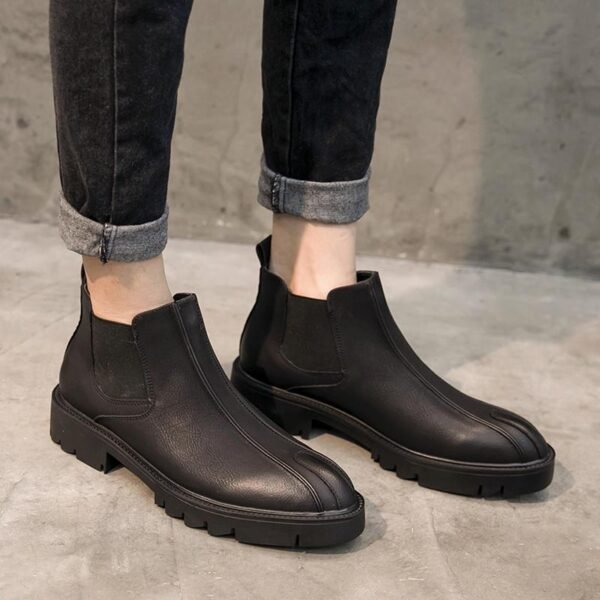 105A-181-1 Simple Black Casual Leather Shoes