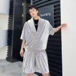 KK1614/P125 Solid Color Crumpled Lapel Shorts Suit