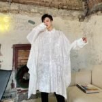 Irregular Wide Version Long Sleeve Shirt Fashion Men's Long Shirt