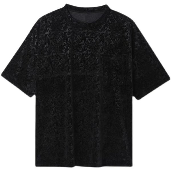 A452--6133--P55 P55 New Velvet Jacquard Round Neck T-shirt In Summer