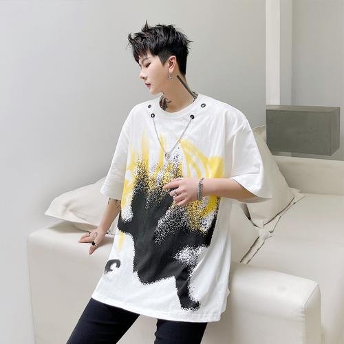 Ct109-p75 Chain Decoration Casual Loose T-shirt