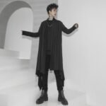 Fashion Long Shawl Loose Cardigan Mens See Through Cardigan Black Cardigan